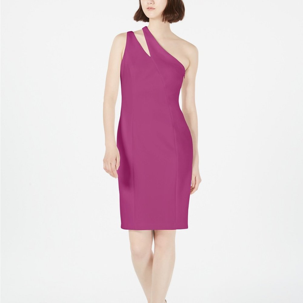 Calvin Klein sheath dress w/ asymmetrical styling